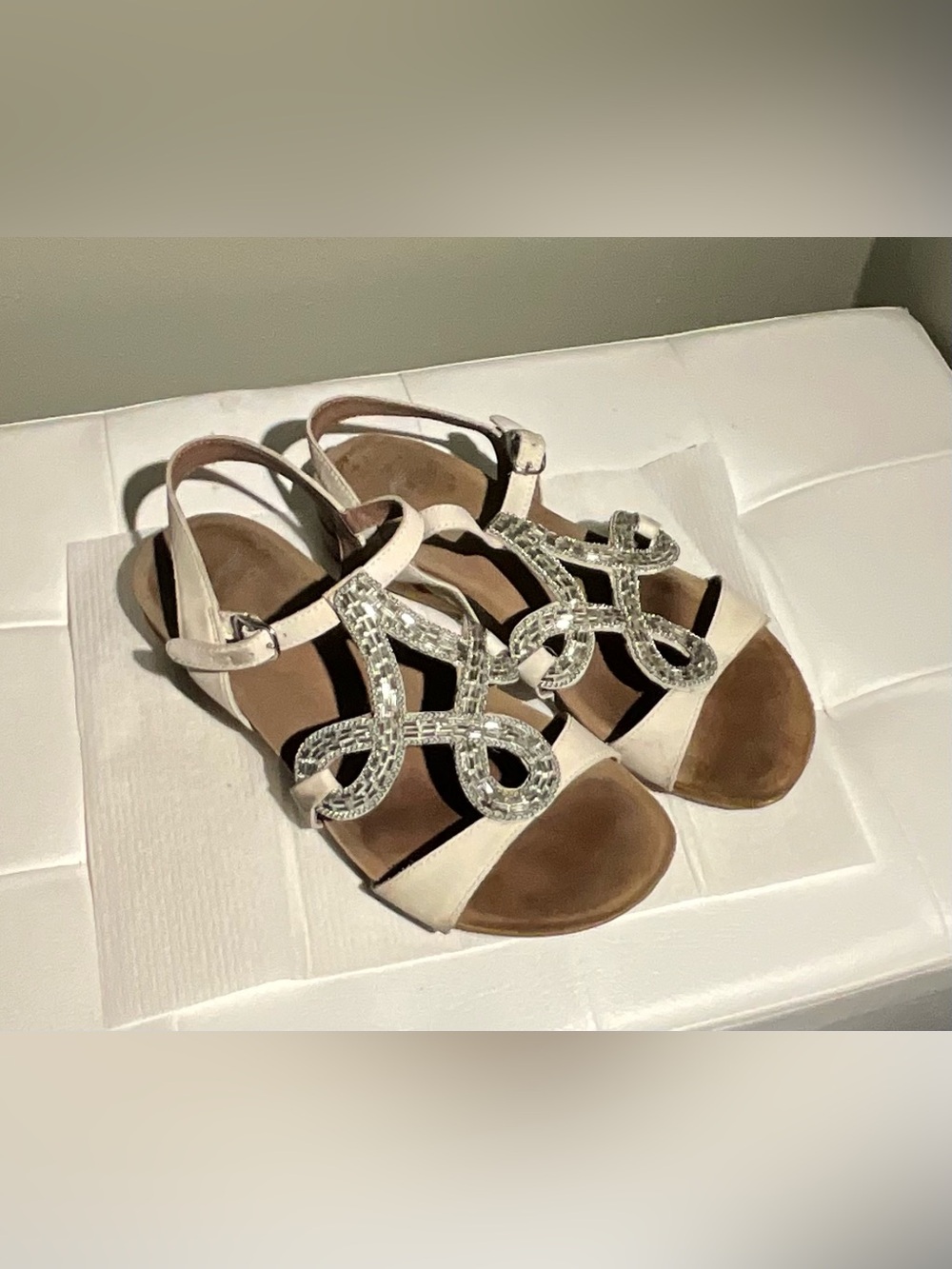 Dansko White Embellished Slingback Sandals 8